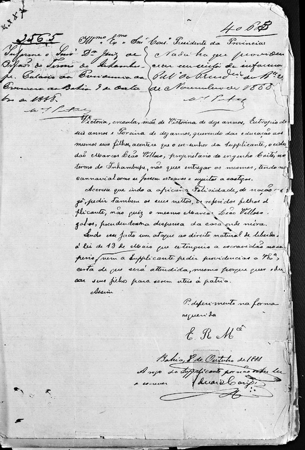 Carta foi descoberta pelo pesquisador Itan Cruz Ramos — Foto: Reprodução/Arquivo Público do Estado da Bahia