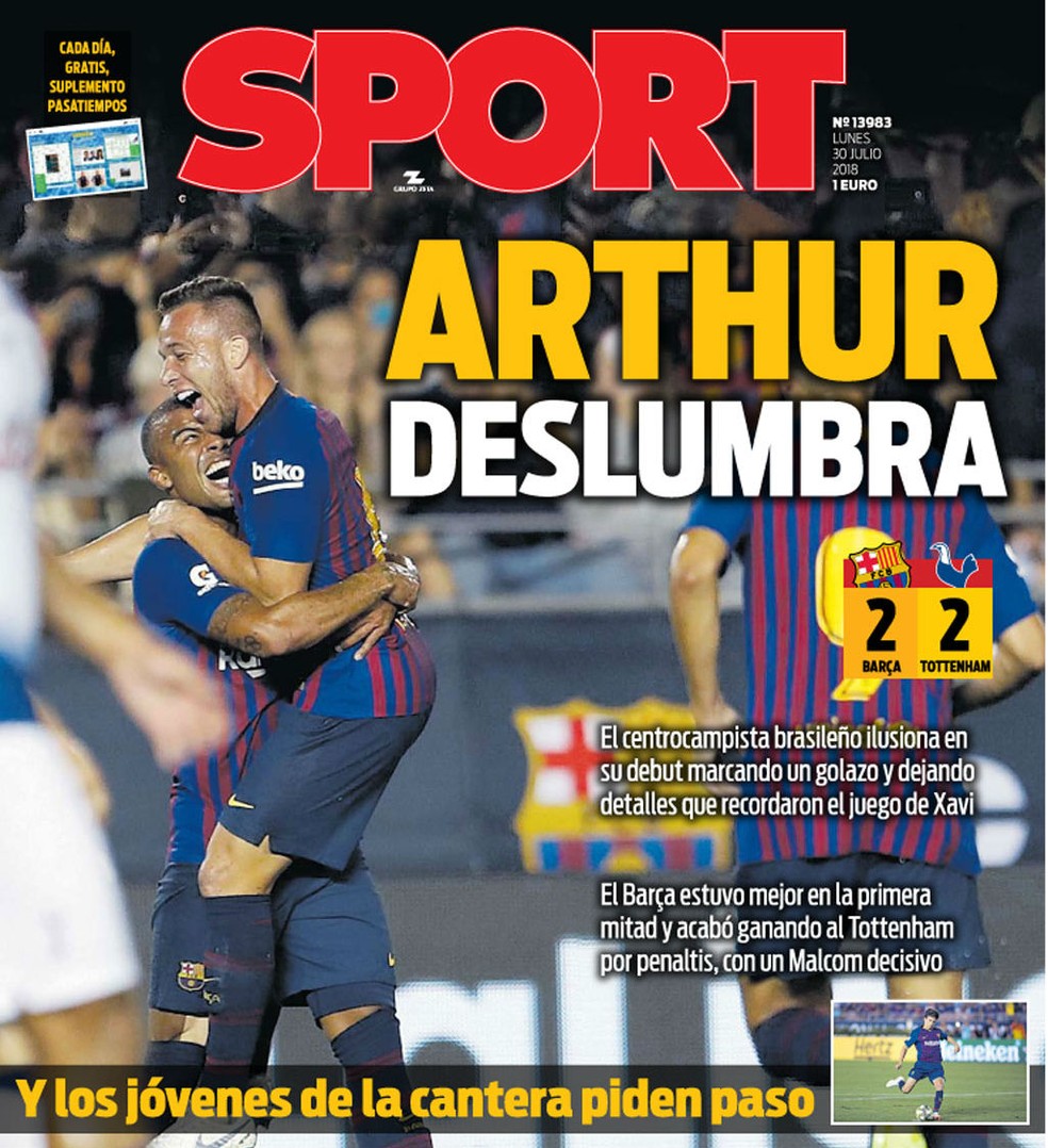 Capa da ediÃ§Ã£o de segunda-feira do jornal "Sport" (Foto: DivulgaÃ§Ã£o)