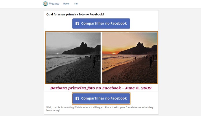 O resultado com a primeira foto do Facebook será mostrado na tela (Foto: Reprodução/Barbara Mannara)