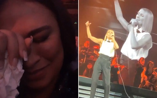 Simone se emociona e cai no choro em show de Céline Dion