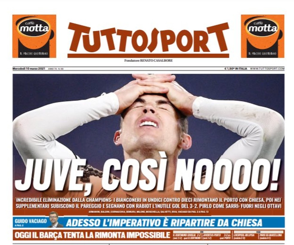 Tuttosport: "Juve, assim não!" — Foto: Reprodução/Tuttosport