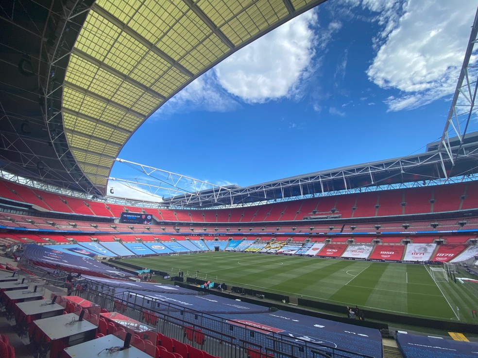 Wembley, palco das semifinais e final da Copa da Inglaterra — Foto: Reprodução / Twitter Manchester City