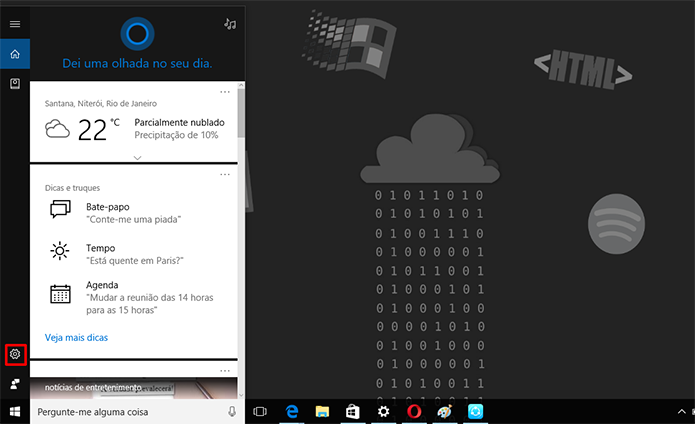 Cortana na tela de bloqueio pode ser ativada nas configurações da assistente (Foto: Reprodução/Elson de Souza)