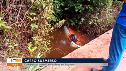 Duas pessoas morrem em acidente em Araguatins; carro das vítimas caiu de uma ponte