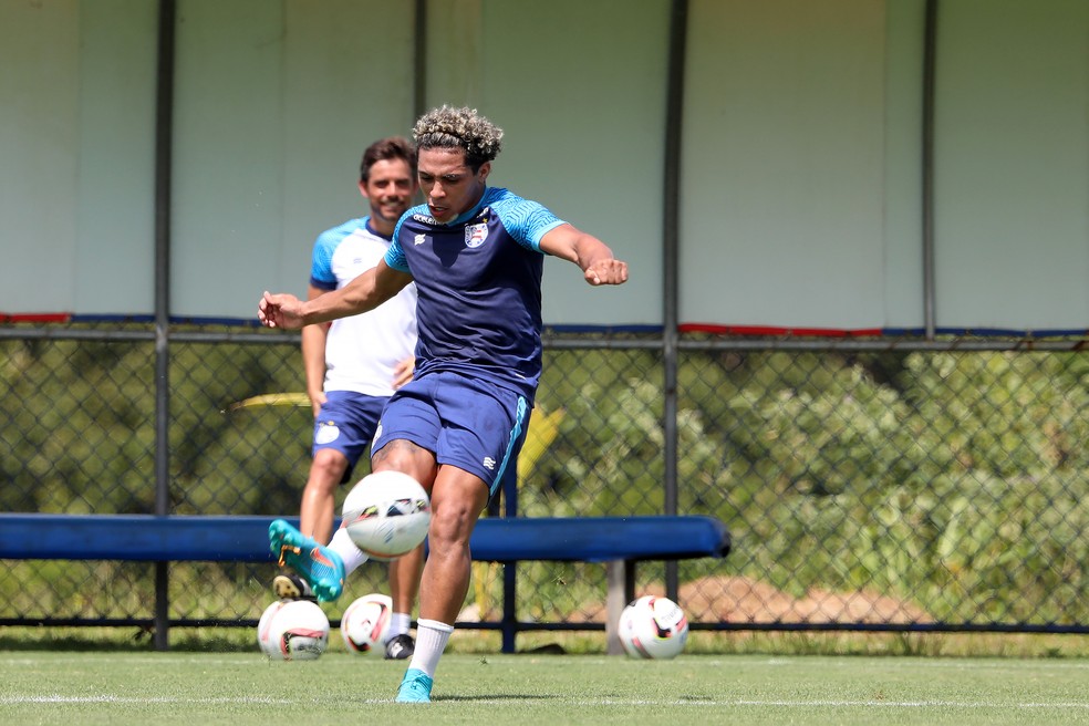Jacaré em treino do Bahia na Cidade Tricolor — Foto: Felipe Oliveira / EC Bahia