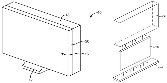 iMacs podem ganhar coberturas de vidro, que substituiriam os gabinetes feitos de alumínio atuais (Foto: Reprodução/USPTO)