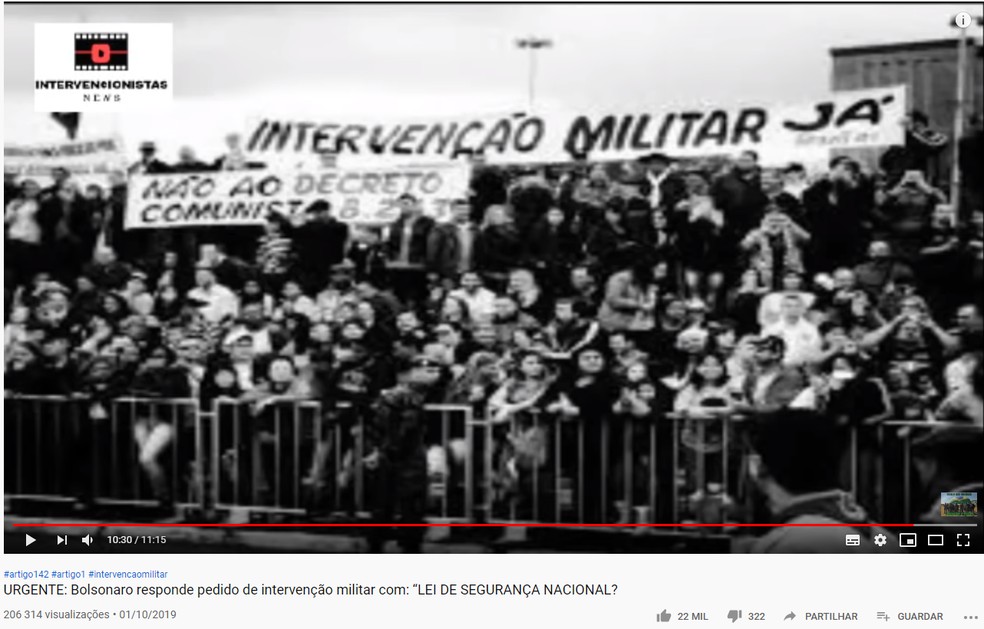 Reprodução de vídeo do canal Intervencionistas do Brasil — Foto: Reprodução/YouTube