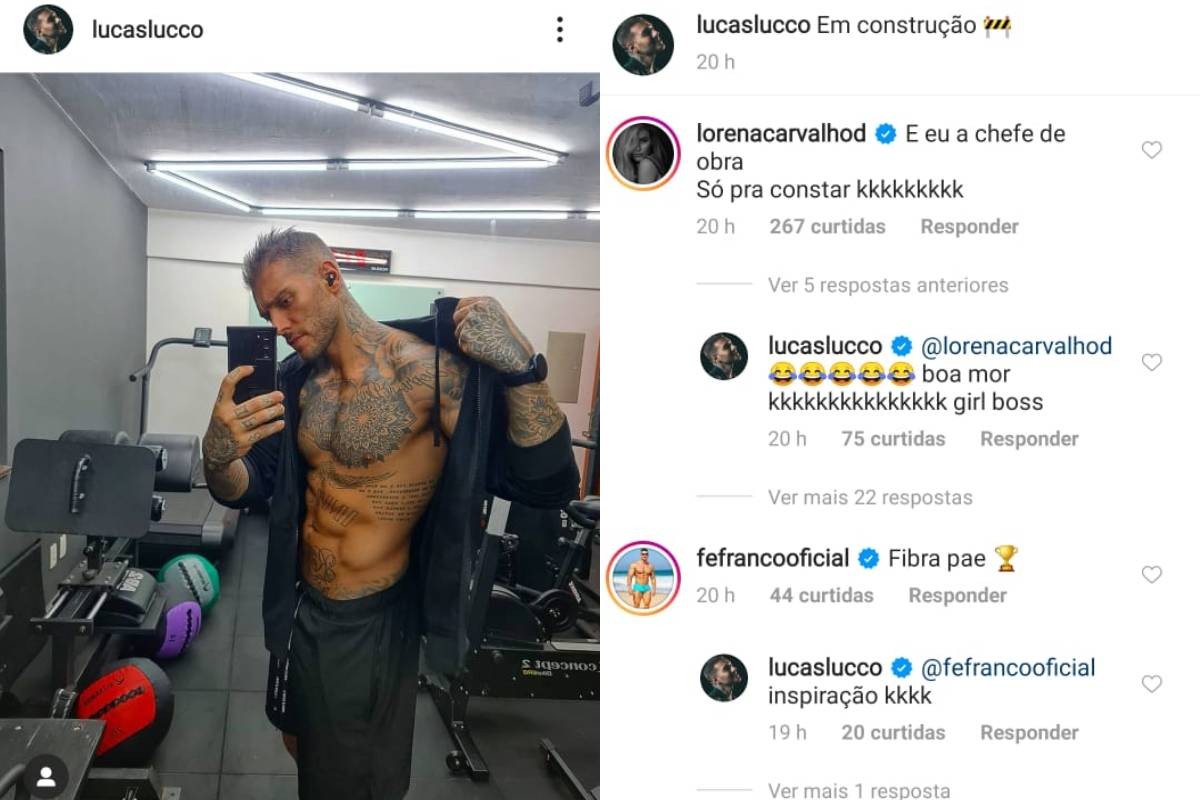 Lucas Lucco posta tanquinho e Lorena Carvalho comenta (Foto: Reprodução/Instagram)