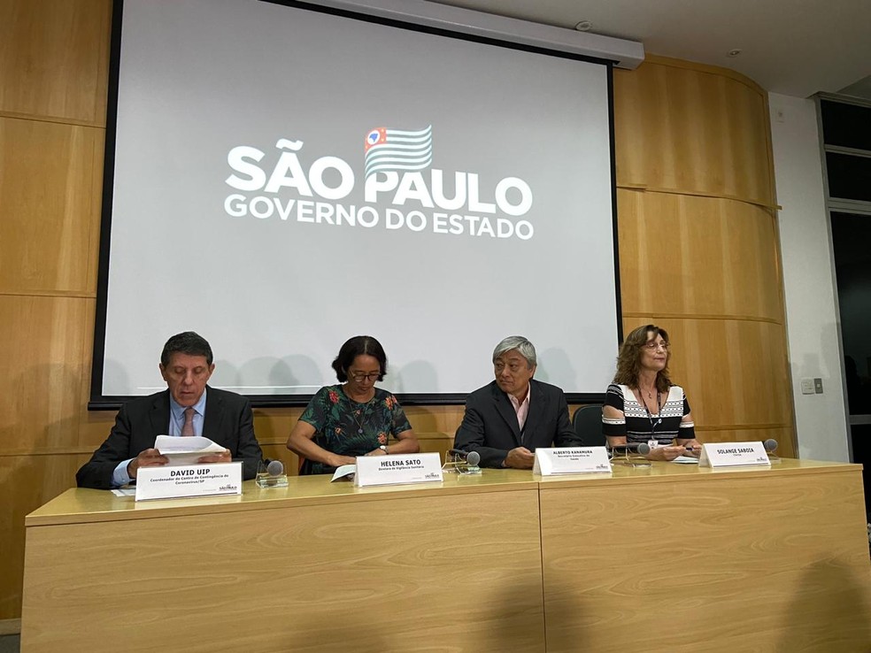 Coletiva à imprensa sobre coronavírus em SP — Foto: Patrícia Figueiredo/G1