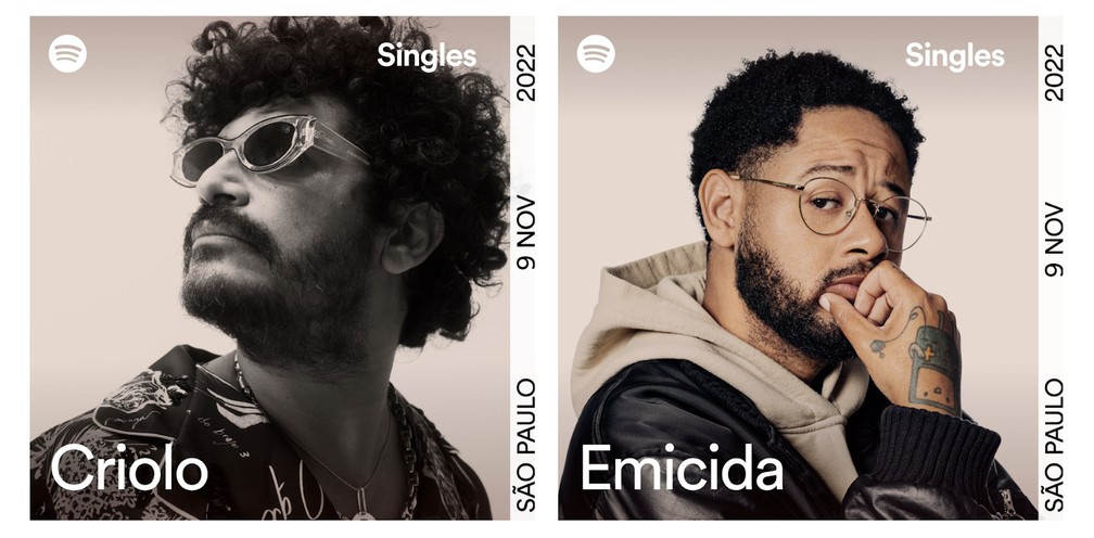 Capas dos singles de Criolo e Emicida na série 'Atemporais' — Foto: Divulgação