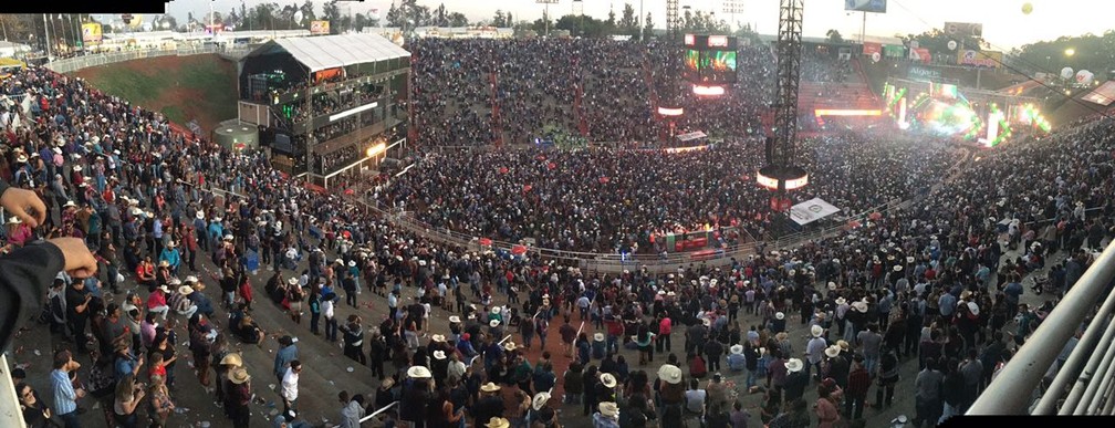 Público permaneceu firme às 6h30 deste domingo (27) na Arena de Barretos (Foto: Érico Andrade/G1)