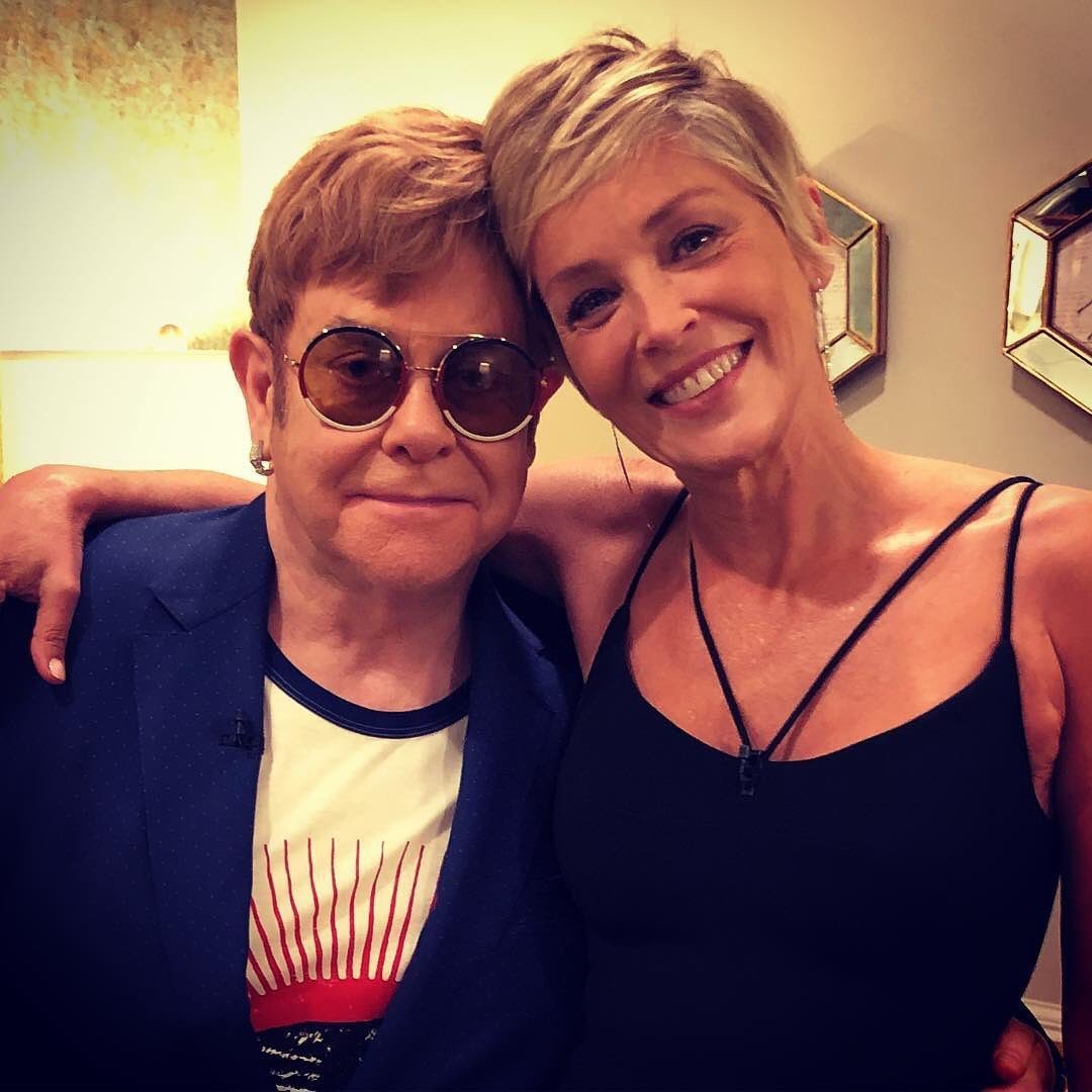 Sharon Stone e Elton Jonh (Foto: reprodução/ instagram)
