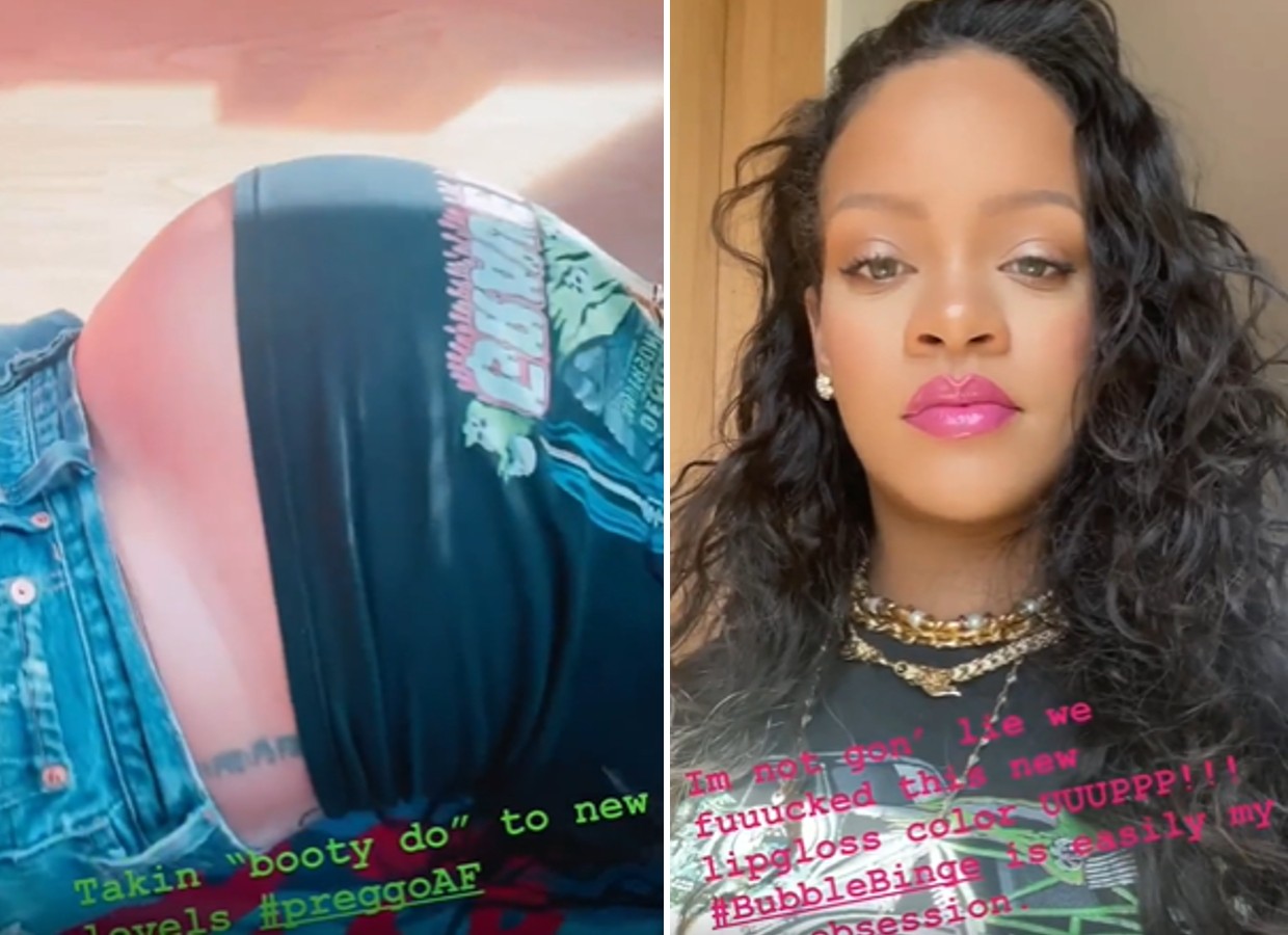 Rihanna exibe barrigão de gravidez em vídeo publicado no Instagram (Foto: Reprodução/Instagram)
