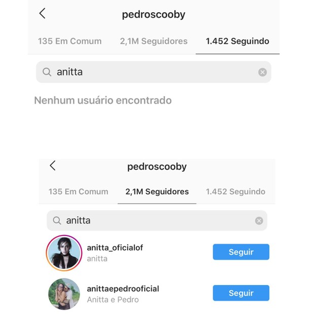 Pedro Scooby deixa de seguir Anitta no Instagram (Foto: Reprodução/Instagram)