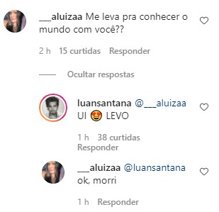 Luan Santana responde comentário de fã (Foto: Reprodução / Instagram)