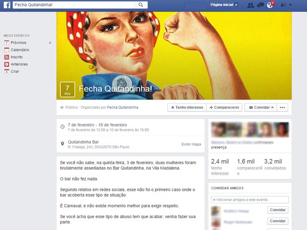 Grupo se mobiliza em rede social e pede fechamento de bar de Pinheiros acusado de assédio (Foto: Reprodução/Facebook)