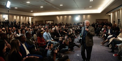 O ex-presidente Luiz Inácio Lula da Silva (SP) em evento com evangélicos em 19 de outubro de 2022 em São Paulo — Foto:  Edilson Dantas / O Globo