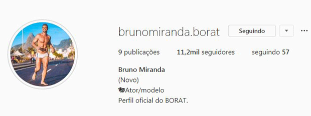 Noca conta no Instagram de Bruno Miranda (Foto: Reprodução/ Instagram)