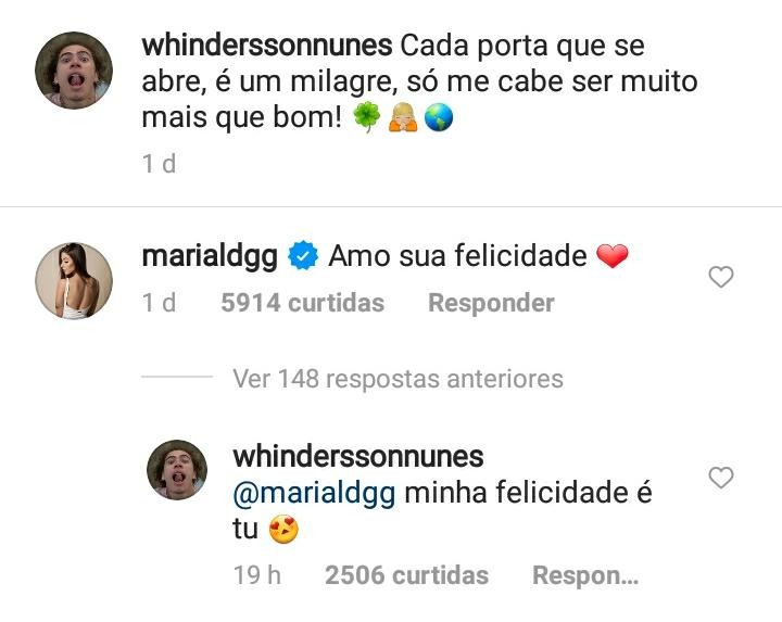 Whindersson Nunes e Maria Lina trocam mensagens carinhosas (Foto: Reprodução / Instagram)