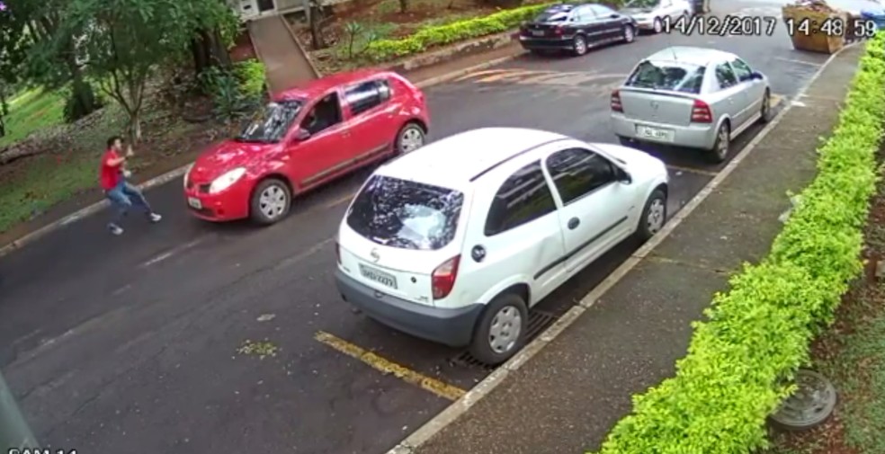 Dono de caminhonete furtada pede ajuda a motorista que passava na rua (Foto: Reprodução)
