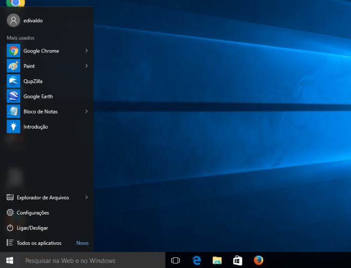 Deixando o menu Iniciar do Windows 10 igual ao da versão 7 (Foto: Reprodução/Edivaldo Brito)