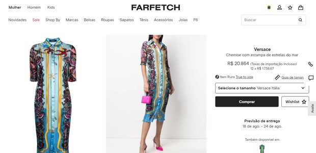 Vestido Versace: R$ 20 mil (Foto: Reprodução / Farfetch)