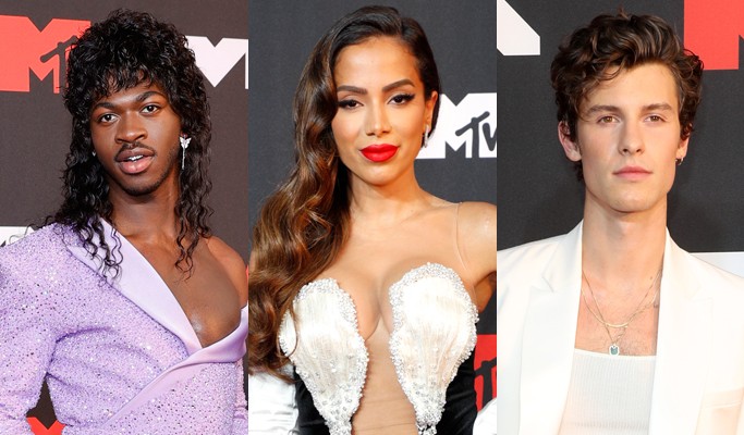 LIls Nas X, Anitta e Shawn Mendes no VMA 2021 (Foto: Getty Images)