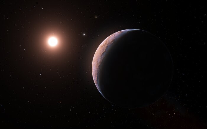 O candidato a planeta Proxima d, que tem cerca de um quarto da massa da Terra (Foto: ESO/L. Calçada)