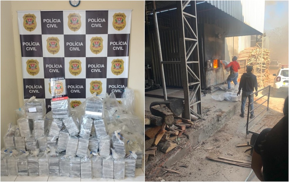 Mais de meia tonelada de drogas é incinerada em Avaré  — Foto: Polícia Civil/ Divulgação