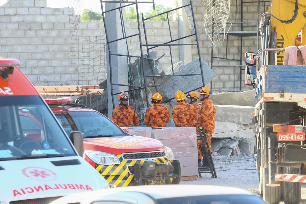 Desabamento em obra de supermercado em Pacajus — Foto: Camila Lima/ SVM