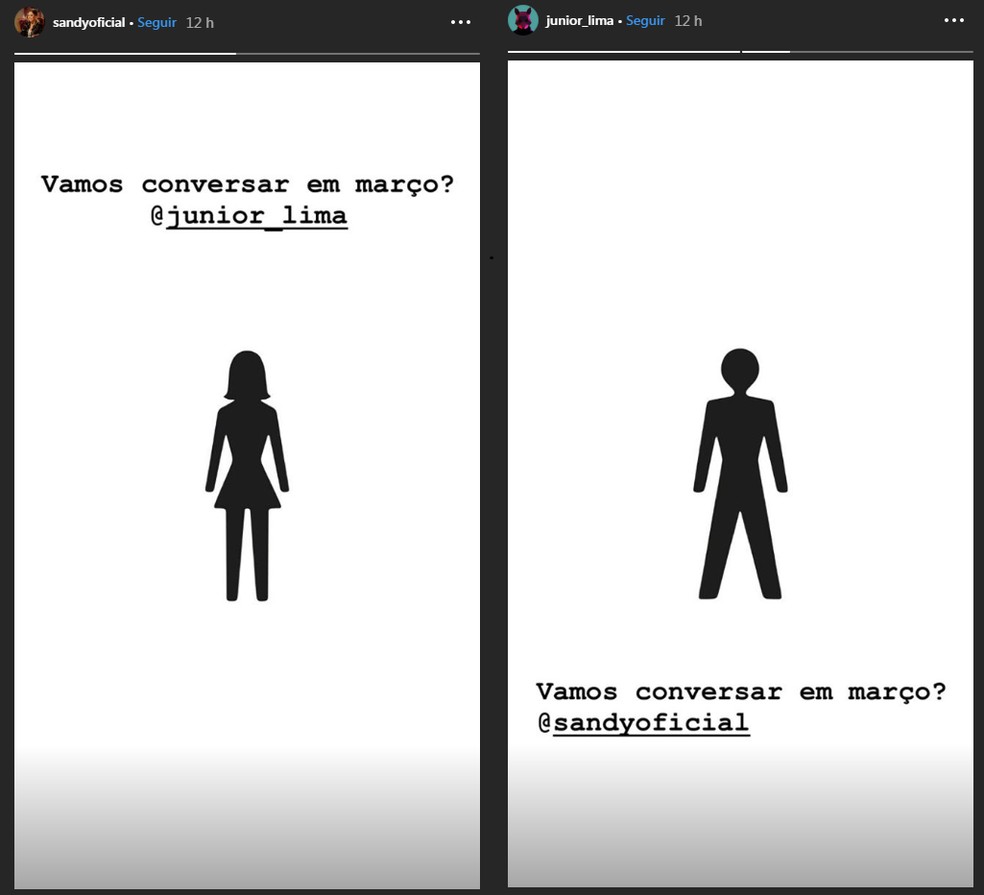 Sandy e Júnior dão indícios de retorno da dupla — Foto: Reprodução / Instagram