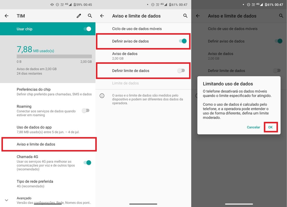 Definindo limites de dados móveis no Android — Foto: Reprodução/Clara Fabro