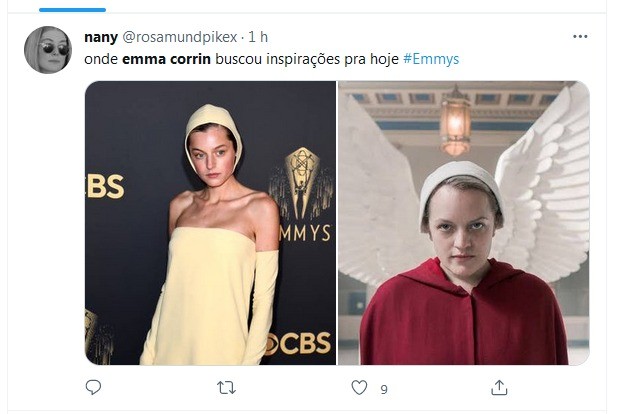 Emma Corrin rende memes por look no Emmy (Foto: Reprodução/Twitter)