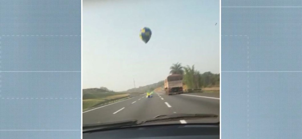 Queda de balão coloca motoristas em risco em rodovia de Campinas — Foto: Reprodução / EPTV