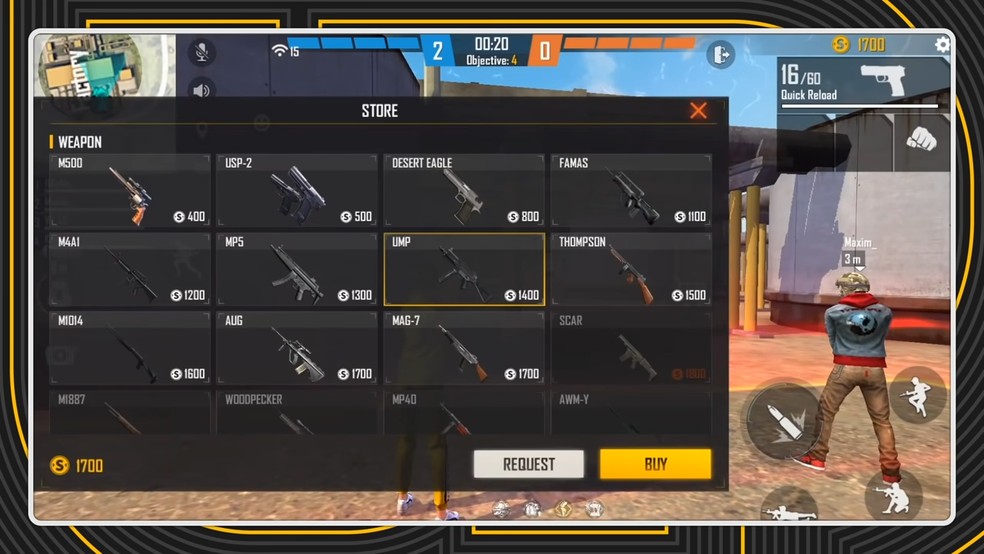 Opção de requisitar itens aparecerá no menu de compra no modo Contra Squad — Foto: Divulgação/Garena