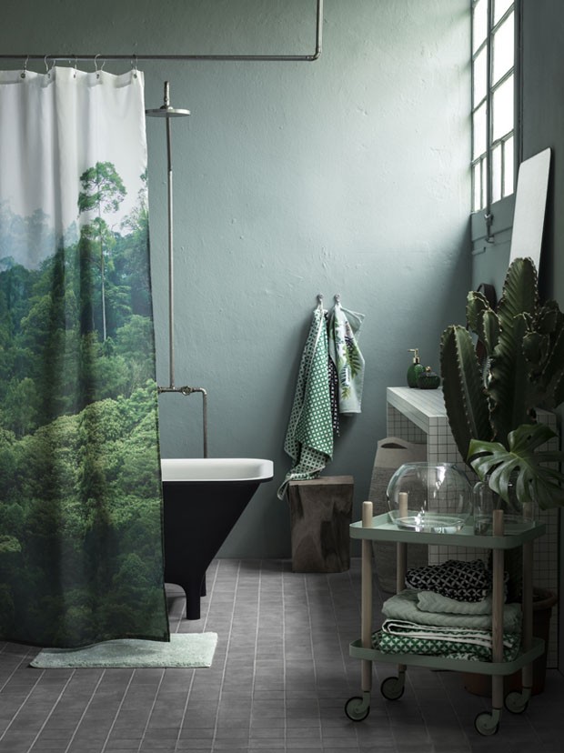 Décor do dia: banheiro verde aposta na tendência da floresta urbana (Foto: Divulgação)