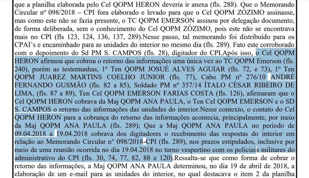 Segundo a sindicÃ¢ncia, o coronel HerÃ³n teria cobrado as informaÃ§Ãµes sobre polÃ­ticos a vÃ¡rios policiais (Foto: ReproduÃ§Ã£o)