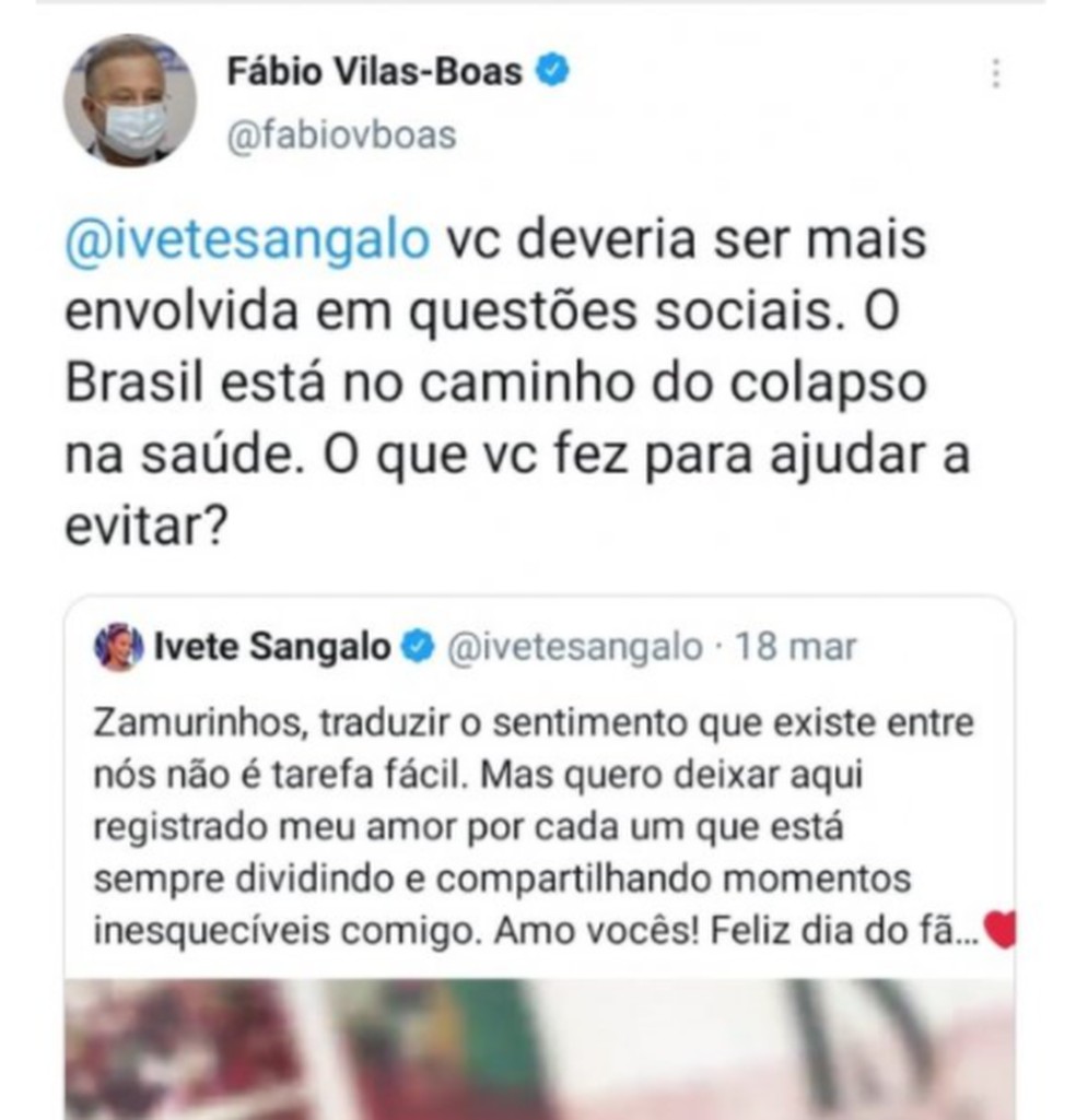 Secretário de Saúde da Bahia cobra engajamento de artistas — Foto: Reprodução / Redes Sociais