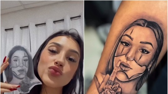 Bia Miranda é homenageada pelo marido com tatuagem; desenho divide fãs