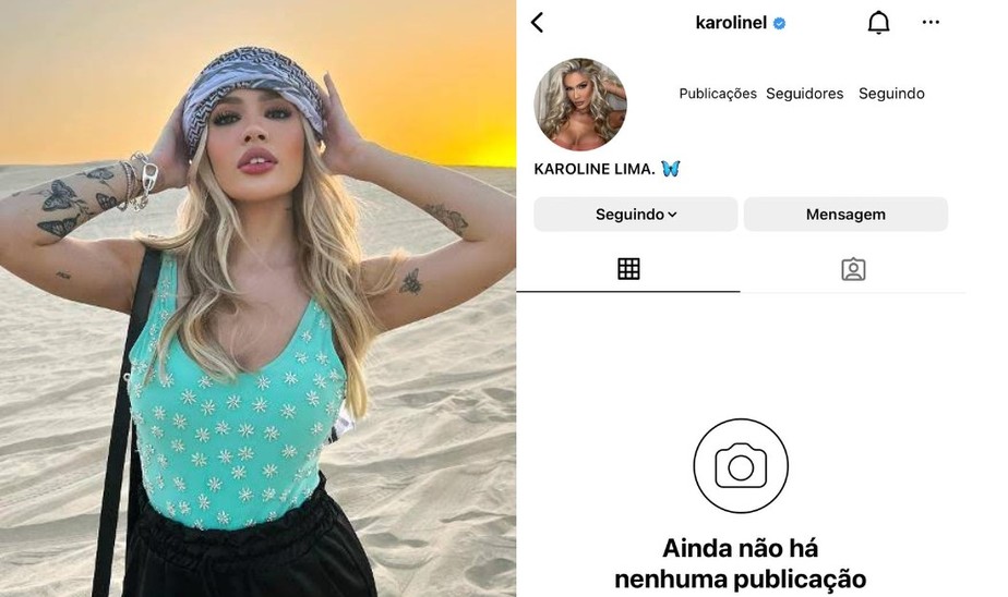 Karoline Lima tem página do Instagram com milhões de seguidores derrubada