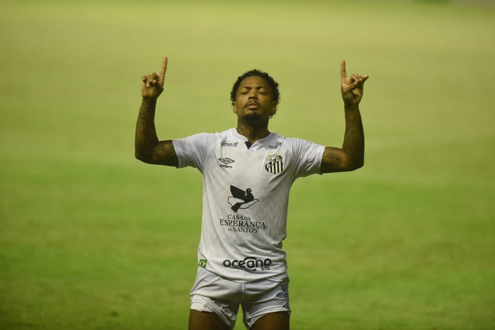 Marinho festeja gol contra o Sport — Foto: Ivan Storti/Santos FC