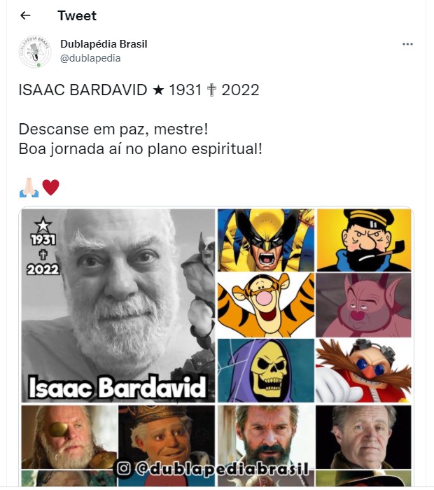 Dublador do Wolverine, Isaac Bardavid morre aos 90 anos