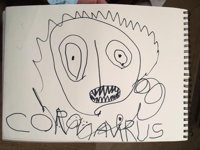 Crianças do mundo todo estão desenhando o coronavírus (Foto: Reprodução Twitter)