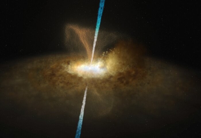 Esta ilustração mostra como seria o núcleo do Messier 77 que, como outros núcleos galácticos ativos é alimentado por um buraco negro cercado por um fino disco de acreção (Foto: ESO/M. Kornmesser and L. Calçada)