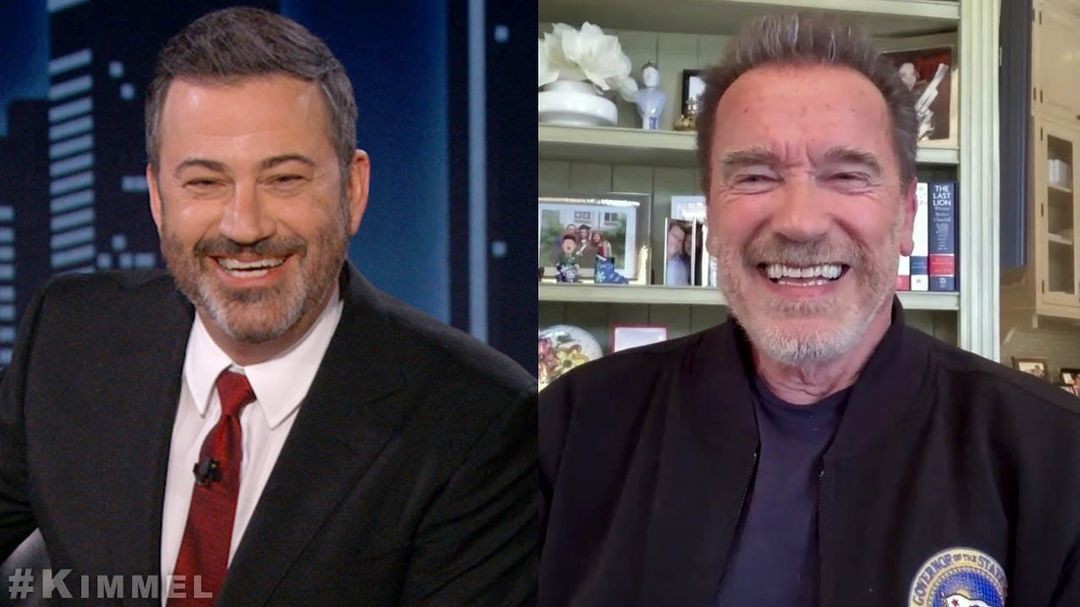 Arnold Schwarzenegger em entrevista com Jimmy Kimmel (Foto: reprodução)