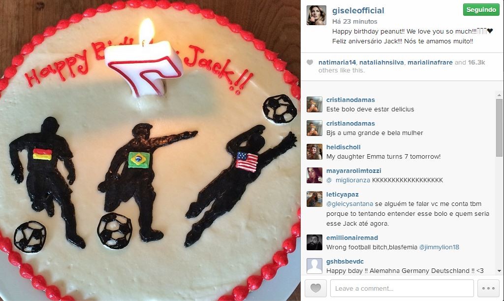 Bolo de aniversário de Jack, filho de Tom Brady  (Foto: Reprodução/Instagram)
