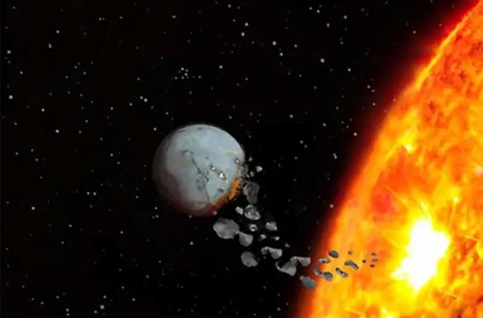 Arte ilustra o processo engolfamento planetário pela estrela central do Sistema. — Foto: Vanderbilt University