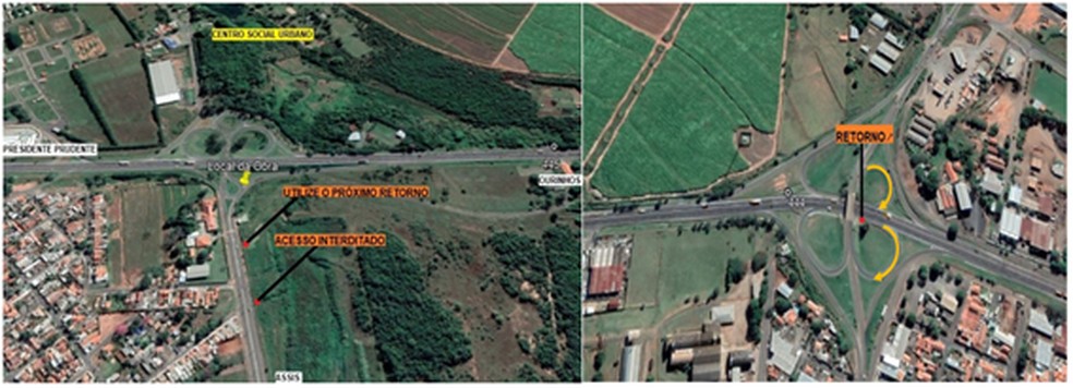 Alça de acesso à SP-270 é interditada para obras em Assis — Foto: CART/Divulgação