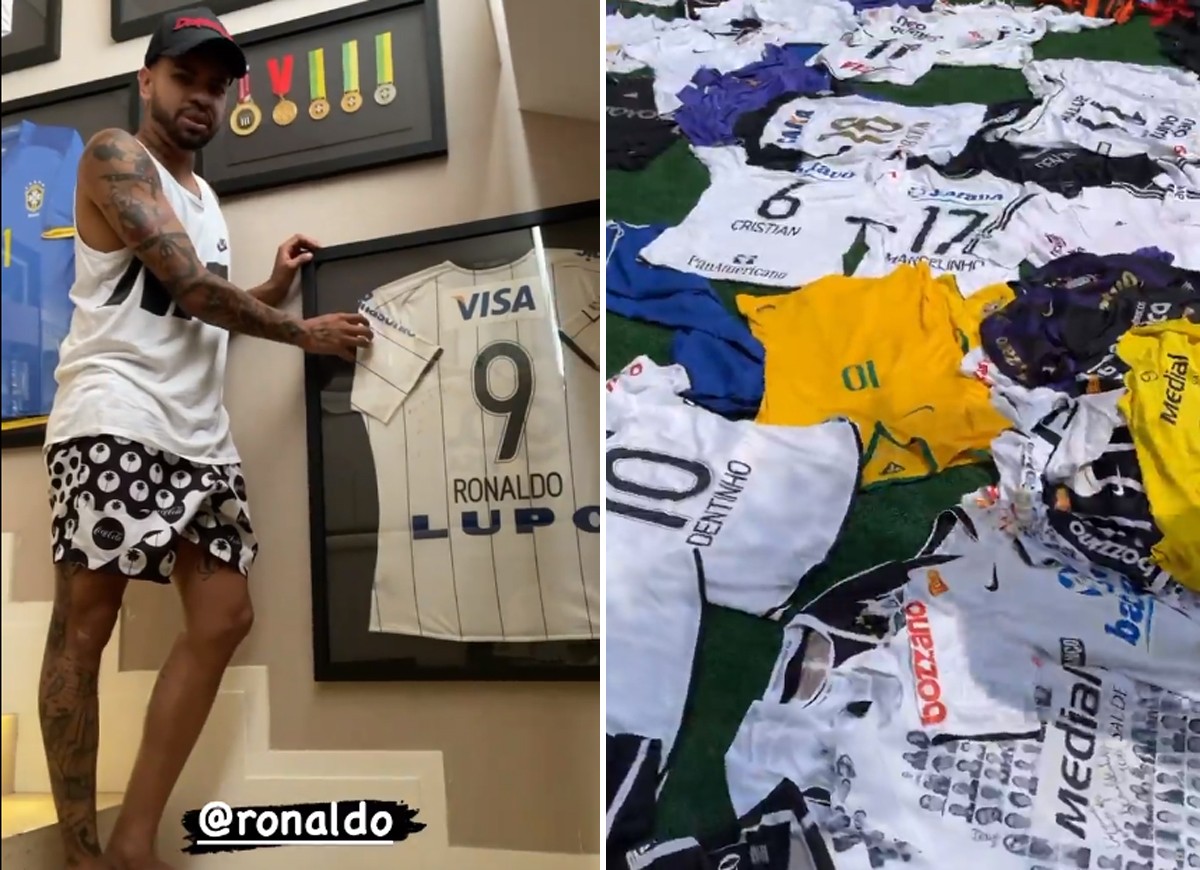 Dentinho mostra sua coleção de camisas de futebol (Foto: Reprodução/Instagram)