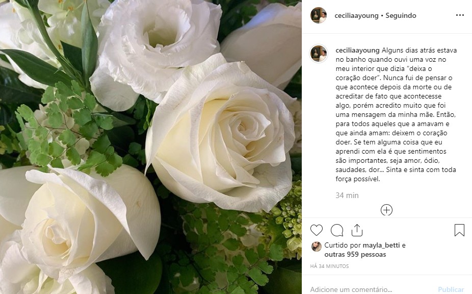 Cecilia Young fala sobre a mãe, Fernanda Young (Foto: Reprodução / Instagram)